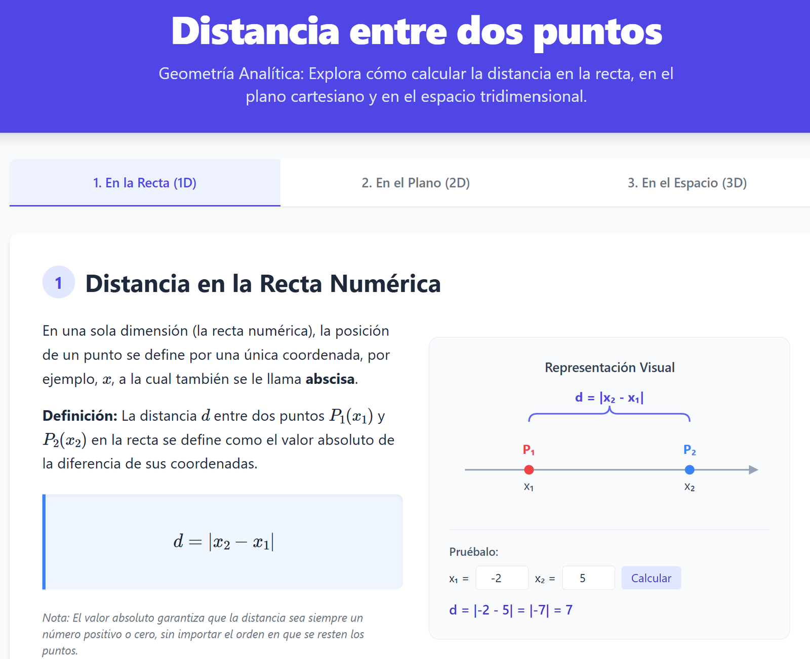 Distancia entre dos puntos