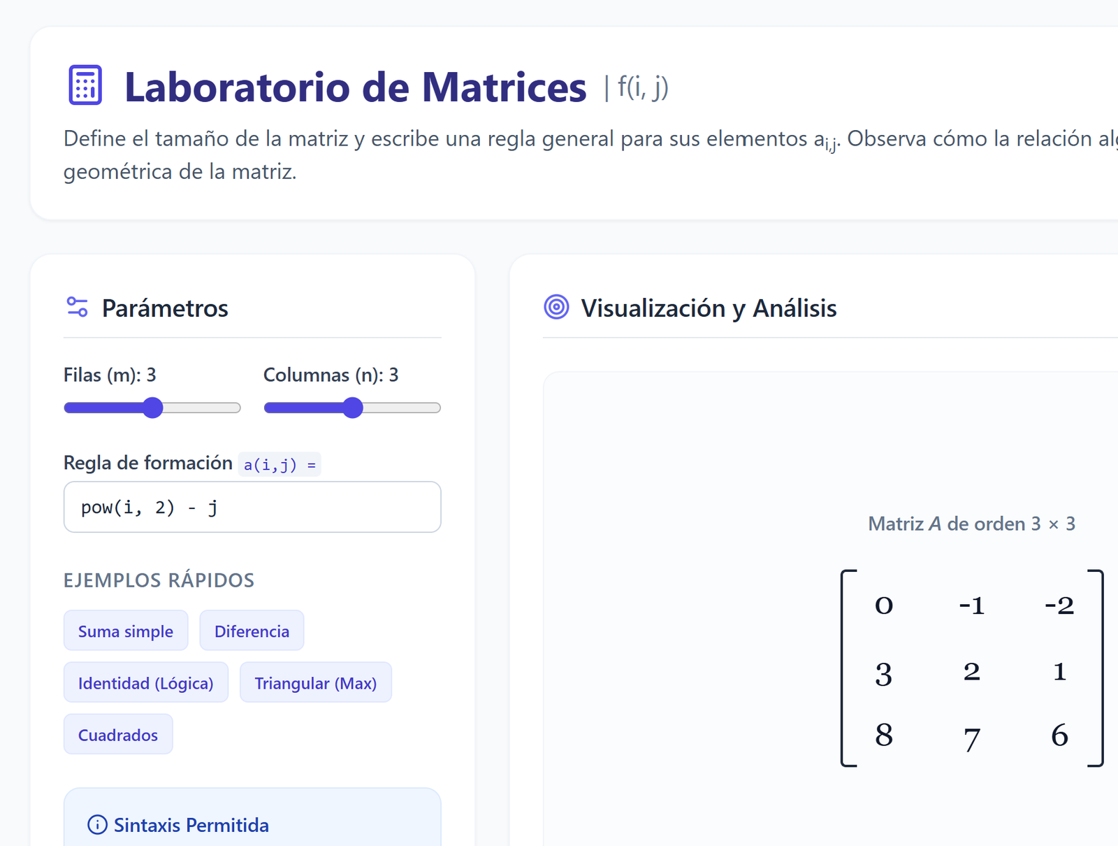 Laboratorio de matrices